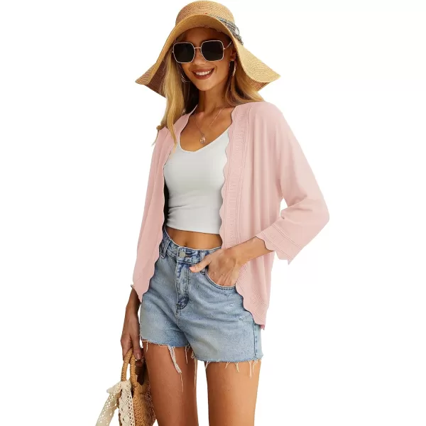 GRECERELLE Women's 3/4 Sleeve Summer Cardigan Lightweight Casual Open-Front Cropped Shrug Sweaters for Women