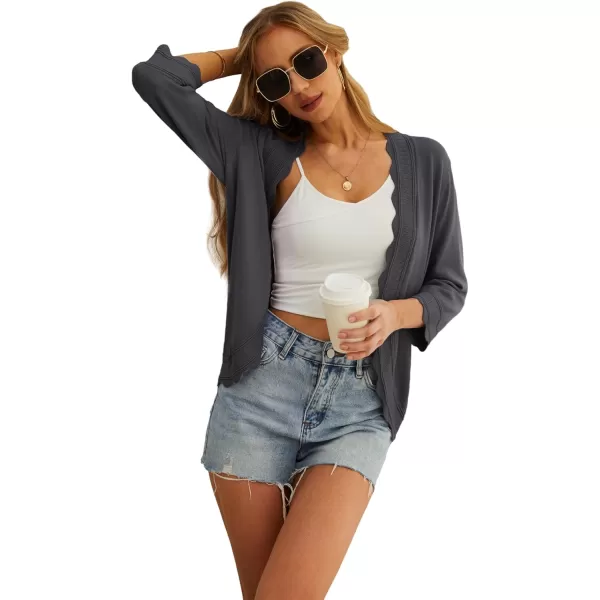 GRECERELLE Women's 3/4 Sleeve Summer Cardigan Lightweight Casual Open-Front Cropped Shrug Sweaters for Women