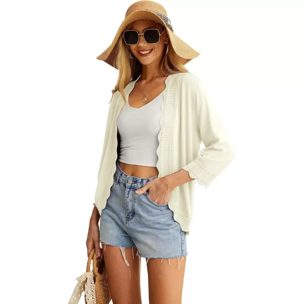 GRECERELLE Women's 3/4 Sleeve Summer Cardigan Lightweight Casual Open-Front Cropped Shrug Sweaters for Women