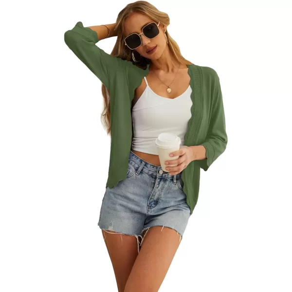 GRECERELLE Women's 3/4 Sleeve Summer Cardigan Lightweight Casual Open-Front Cropped Shrug Sweaters for Women