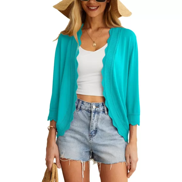 GRECERELLE Women's 3/4 Sleeve Summer Cardigan Lightweight Casual Open-Front Cropped Shrug Sweaters for Women