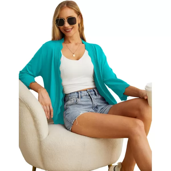 GRECERELLE Women's 3/4 Sleeve Summer Cardigan Lightweight Casual Open-Front Cropped Shrug Sweaters for Women