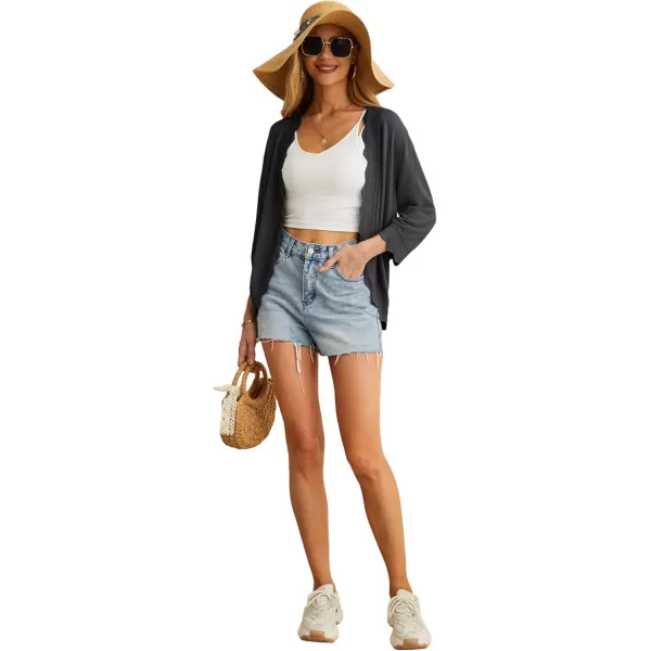 GRECERELLE Women's 3/4 Sleeve Summer Cardigan Lightweight Casual Open-Front Cropped Shrug Sweaters for Women