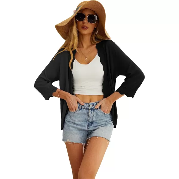 GRECERELLE Women's 3/4 Sleeve Summer Cardigan Lightweight Casual Open-Front Cropped Shrug Sweaters for Women
