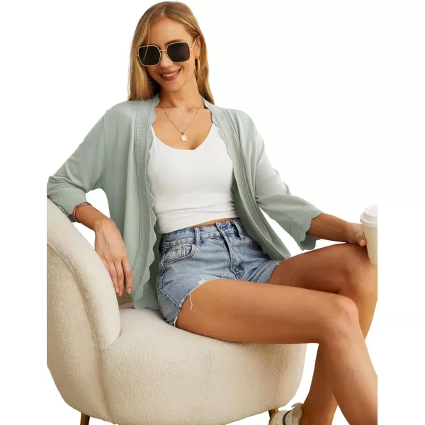 GRECERELLE Women's 3/4 Sleeve Summer Cardigan Lightweight Casual Open-Front Cropped Shrug Sweaters for Women