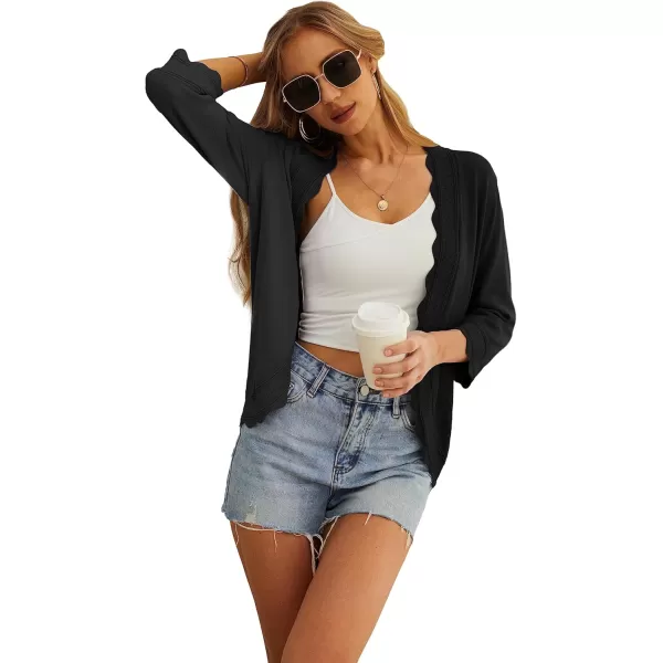 GRECERELLE Women's 3/4 Sleeve Summer Cardigan Lightweight Casual Open-Front Cropped Shrug Sweaters for Women