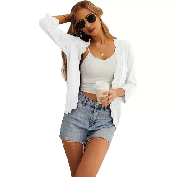 GRECERELLE Women's 3/4 Sleeve Summer Cardigan Lightweight Casual Open-Front Cropped Shrug Sweaters for Women