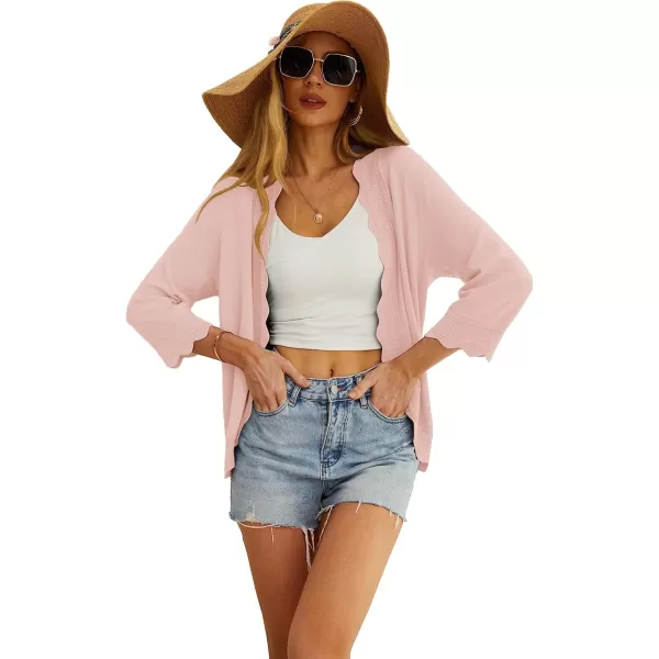 GRECERELLE Women's 3/4 Sleeve Summer Cardigan Lightweight Casual Open-Front Cropped Shrug Sweaters for Women