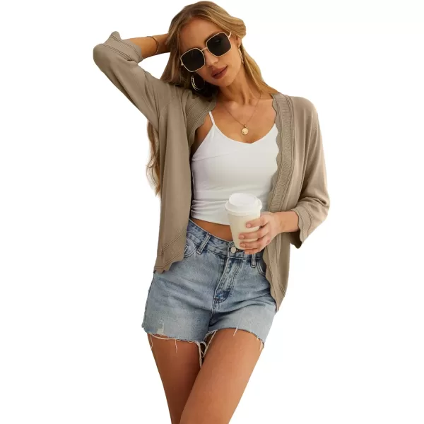 GRECERELLE Women's 3/4 Sleeve Summer Cardigan Lightweight Casual Open-Front Cropped Shrug Sweaters for Women