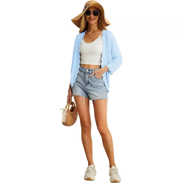 GRECERELLE Women's 3/4 Sleeve Summer Cardigan Lightweight Casual Open-Front Cropped Shrug Sweaters for Women