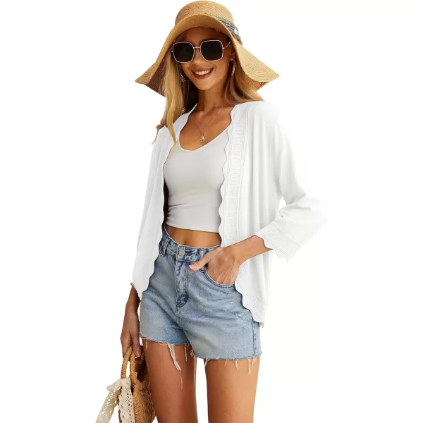 GRECERELLE Women's 3/4 Sleeve Summer Cardigan Lightweight Casual Open-Front Cropped Shrug Sweaters for Women
