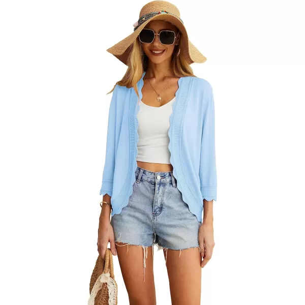 GRECERELLE Women's 3/4 Sleeve Summer Cardigan Lightweight Casual Open-Front Cropped Shrug Sweaters for Women