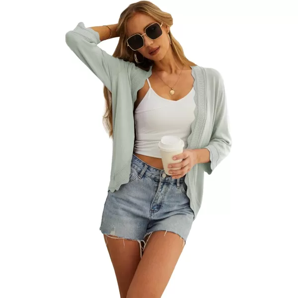 GRECERELLE Women's 3/4 Sleeve Summer Cardigan Lightweight Casual Open-Front Cropped Shrug Sweaters for Women