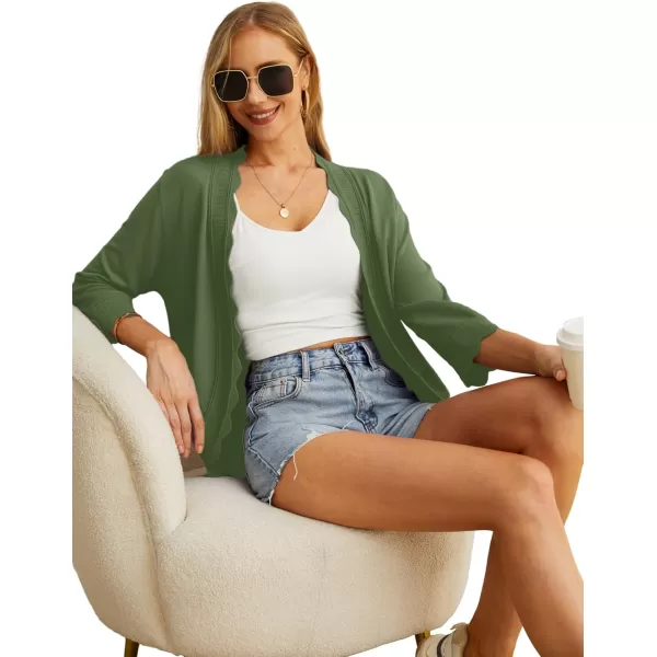 GRECERELLE Women's 3/4 Sleeve Summer Cardigan Lightweight Casual Open-Front Cropped Shrug Sweaters for Women