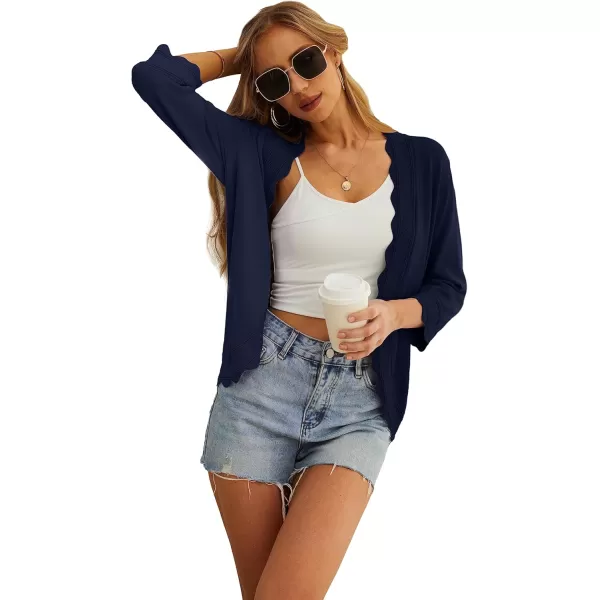 GRECERELLE Women's 3/4 Sleeve Summer Cardigan Lightweight Casual Open-Front Cropped Shrug Sweaters for Women