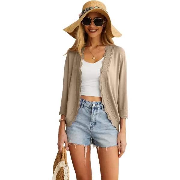 GRECERELLE Women's 3/4 Sleeve Summer Cardigan Lightweight Casual Open-Front Cropped Shrug Sweaters for Women