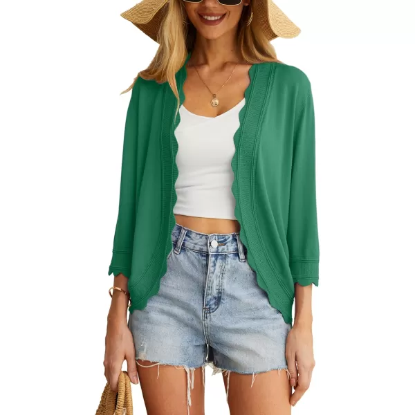 GRECERELLE Women's 3/4 Sleeve Summer Cardigan Lightweight Casual Open-Front Cropped Shrug Sweaters for Women