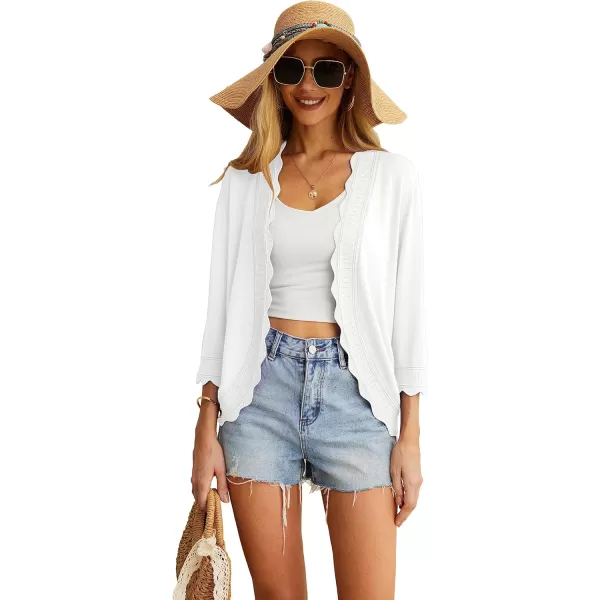 GRECERELLE Women's 3/4 Sleeve Summer Cardigan Lightweight Casual Open-Front Cropped Shrug Sweaters for Women