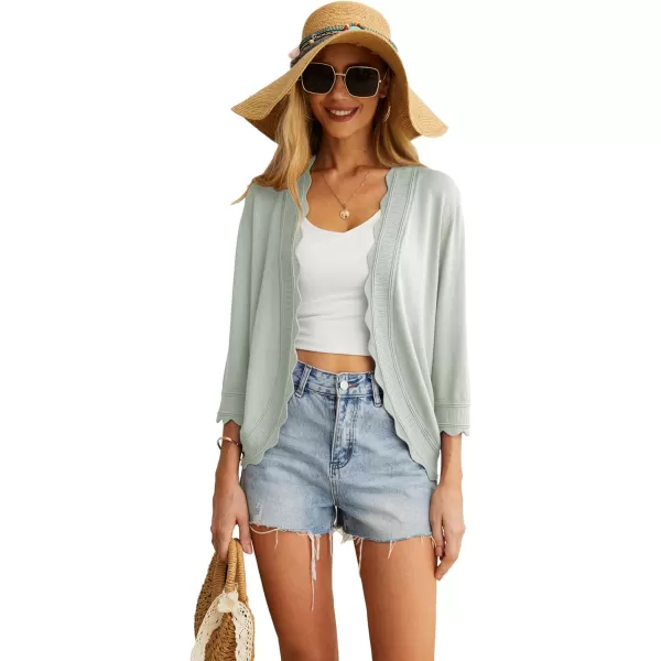 GRECERELLE Women's 3/4 Sleeve Summer Cardigan Lightweight Casual Open-Front Cropped Shrug Sweaters for Women