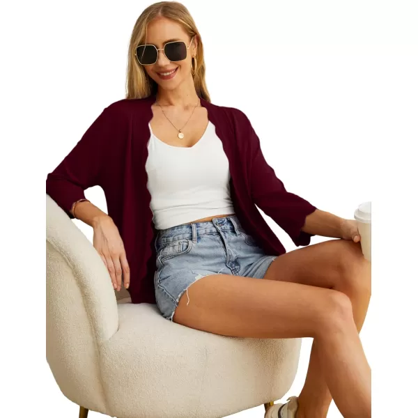 GRECERELLE Women's 3/4 Sleeve Summer Cardigan Lightweight Casual Open-Front Cropped Shrug Sweaters for Women