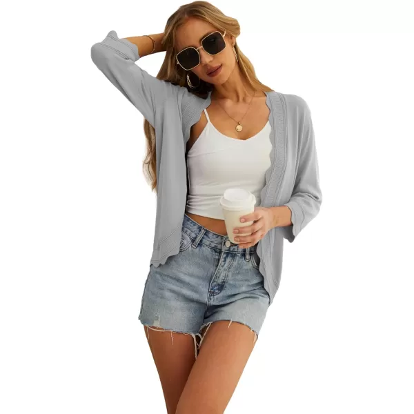 GRECERELLE Women's 3/4 Sleeve Summer Cardigan Lightweight Casual Open-Front Cropped Shrug Sweaters for Women