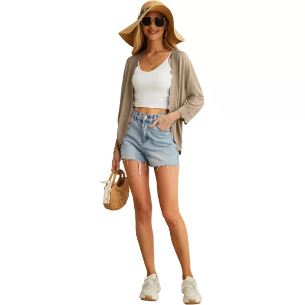 GRECERELLE Women's 3/4 Sleeve Summer Cardigan Lightweight Casual Open-Front Cropped Shrug Sweaters for Women