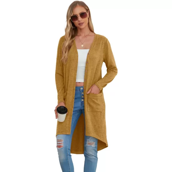 GRECERELLE Womens Cardigans Lightweight 2024 Long Sleeve Button Down Duster Casual Long Cardigan Outerwear with Pockets
