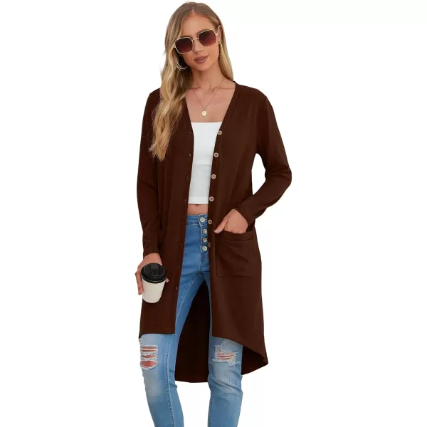 GRECERELLE Womens Cardigans Lightweight 2024 Long Sleeve Button Down Duster Casual Long Cardigan Outerwear with Pockets
