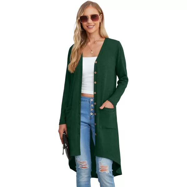 GRECERELLE Womens Cardigans Lightweight 2024 Long Sleeve Button Down Duster Casual Long Cardigan Outerwear with Pockets