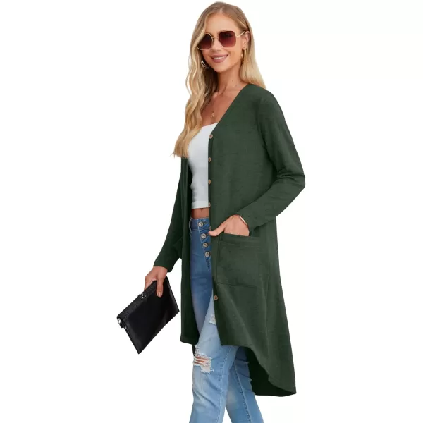 GRECERELLE Womens Cardigans Lightweight 2024 Long Sleeve Button Down Duster Casual Long Cardigan Outerwear with Pockets