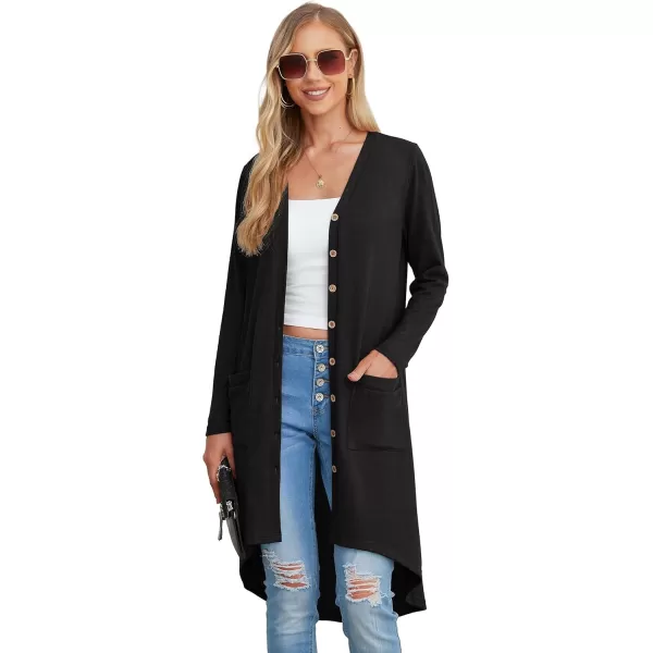 GRECERELLE Womens Cardigans Lightweight 2024 Long Sleeve Button Down Duster Casual Long Cardigan Outerwear with Pockets
