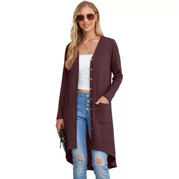 GRECERELLE Womens Cardigans Lightweight 2024 Long Sleeve Button Down Duster Casual Long Cardigan Outerwear with Pockets