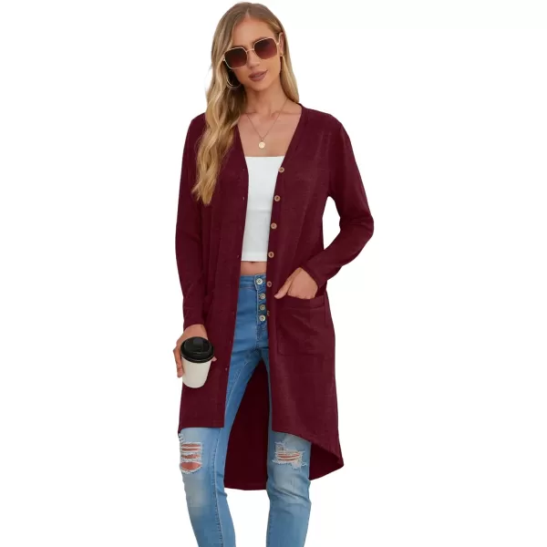 GRECERELLE Womens Cardigans Lightweight 2024 Long Sleeve Button Down Duster Casual Long Cardigan Outerwear with Pockets