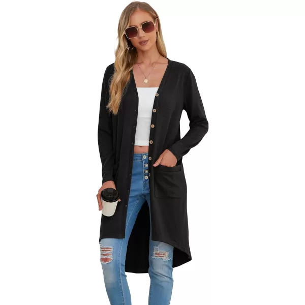 GRECERELLE Womens Cardigans Lightweight 2024 Long Sleeve Button Down Duster Casual Long Cardigan Outerwear with Pockets