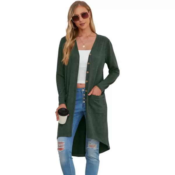 GRECERELLE Womens Cardigans Lightweight 2024 Long Sleeve Button Down Duster Casual Long Cardigan Outerwear with Pockets