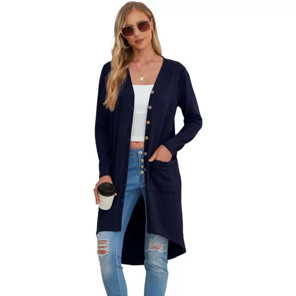 GRECERELLE Womens Cardigans Lightweight 2024 Long Sleeve Button Down Duster Casual Long Cardigan Outerwear with Pockets
