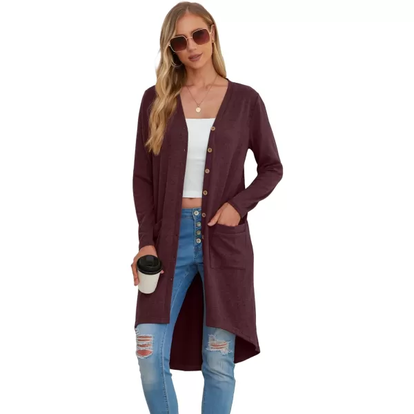 GRECERELLE Womens Cardigans Lightweight 2024 Long Sleeve Button Down Duster Casual Long Cardigan Outerwear with Pockets