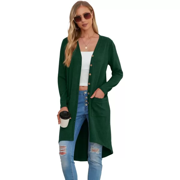 GRECERELLE Womens Cardigans Lightweight 2024 Long Sleeve Button Down Duster Casual Long Cardigan Outerwear with Pockets
