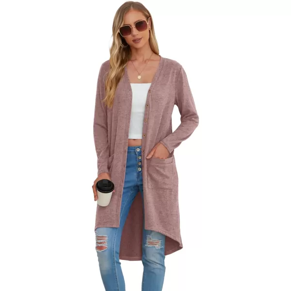 GRECERELLE Womens Cardigans Lightweight 2024 Long Sleeve Button Down Duster Casual Long Cardigan Outerwear with Pockets