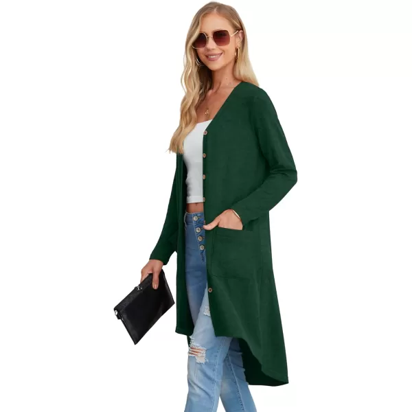 GRECERELLE Womens Cardigans Lightweight 2024 Long Sleeve Button Down Duster Casual Long Cardigan Outerwear with Pockets