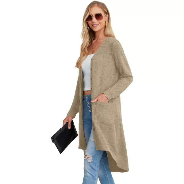 GRECERELLE Womens Cardigans Lightweight 2024 Long Sleeve Button Down Duster Casual Long Cardigan Outerwear with Pockets