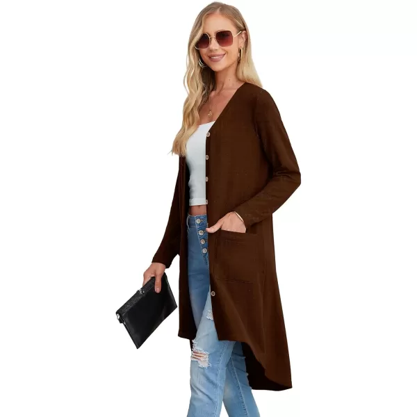 GRECERELLE Womens Cardigans Lightweight 2024 Long Sleeve Button Down Duster Casual Long Cardigan Outerwear with Pockets