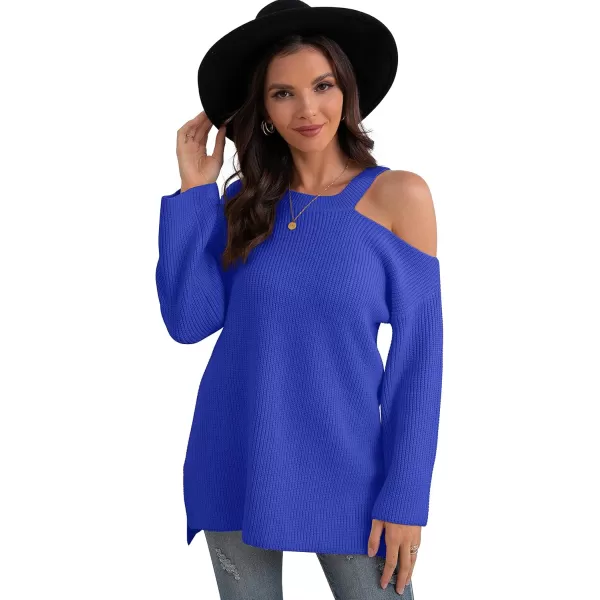 GRECERELLE Womens Cold Shoulder Sweater Loose Fit Pullover Long Sleeves Round Neck Winter Warm Casual Tops