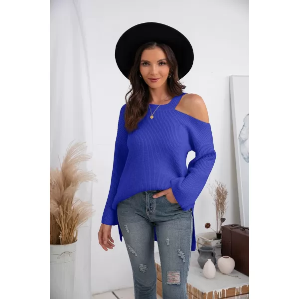 GRECERELLE Womens Cold Shoulder Sweater Loose Fit Pullover Long Sleeves Round Neck Winter Warm Casual Tops