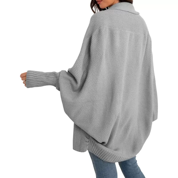 GRECERELLE Women's Kimono Batwing Cable Open Front Knitted Slouchy Oversized Wrap Cardigan Sweater Outwear Coat