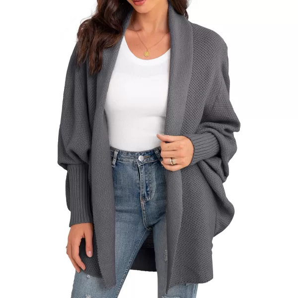 GRECERELLE Women's Kimono Batwing Cable Open Front Knitted Slouchy Oversized Wrap Cardigan Sweater Outwear Coat