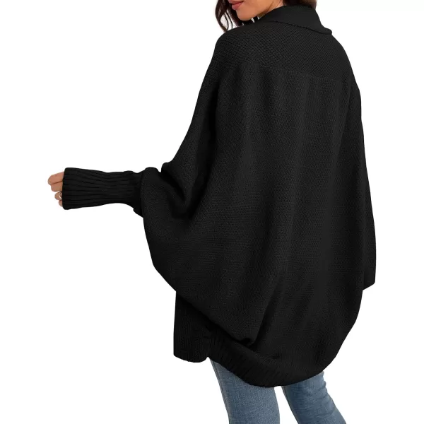 GRECERELLE Women's Kimono Batwing Cable Open Front Knitted Slouchy Oversized Wrap Cardigan Sweater Outwear Coat
