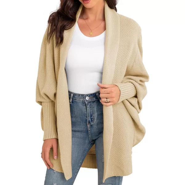 GRECERELLE Women's Kimono Batwing Cable Open Front Knitted Slouchy Oversized Wrap Cardigan Sweater Outwear Coat
