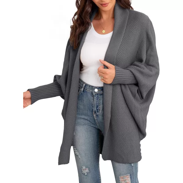 GRECERELLE Women's Kimono Batwing Cable Open Front Knitted Slouchy Oversized Wrap Cardigan Sweater Outwear Coat