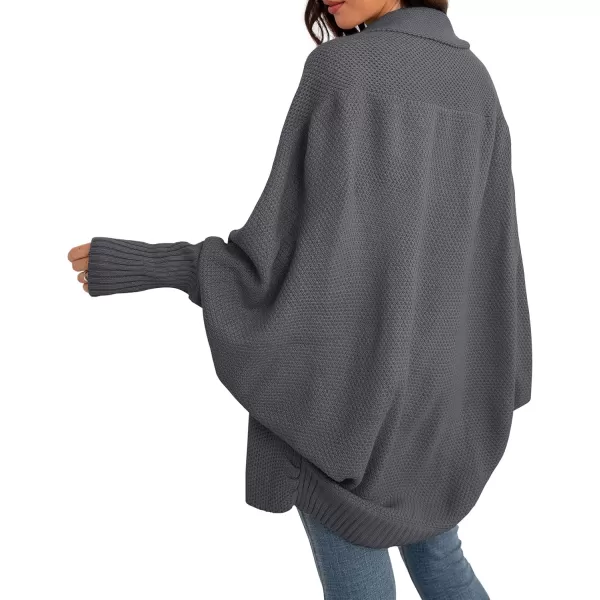 GRECERELLE Women's Kimono Batwing Cable Open Front Knitted Slouchy Oversized Wrap Cardigan Sweater Outwear Coat